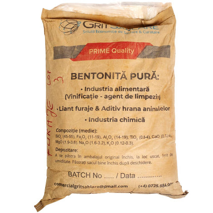Bentonită sodică PREMIUM Argentina, 99.9% puritate, pentru turnătorii, industria chimică și alimentară